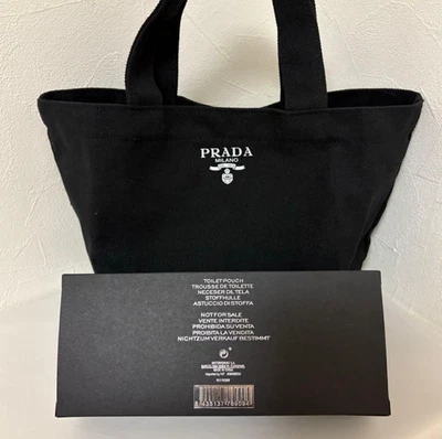 Prada Black Canvas Beauty Bag – Soft Cosmetic Handle Tote VIP Gift - NIB - Image 1 of 4