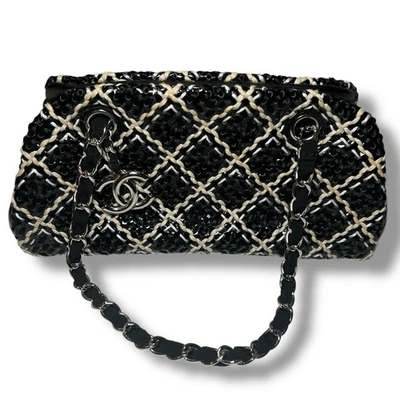 Bolso de Mano Chanel Negro Charol Tejido Tweed Just Mademoiselle 2010/11 con Certificado de Autenticidad Foto 1 de 4
