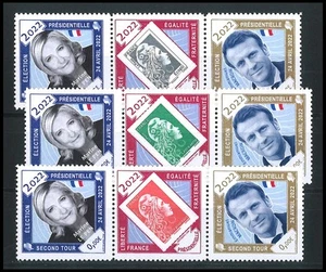 PRES22-2PT: Stamp Holder PRESIDENTIAL MARIANNE 2022 - 2nd Tower MACRON - LE PEN - Picture 1 of 1