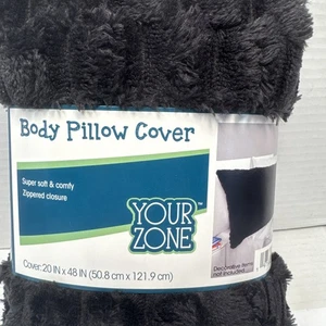 Your Zone 48" x 20 body pillow cover, super soft and comfy, Zip closure, black - Picture 1 of 5