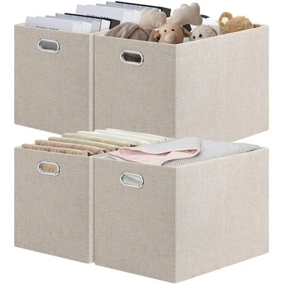 Cubos de almacenamiento de 15,12 x 12,13 x 12,01", órgano de almacenamiento de armario decorativo de lino... Foto 1 de 4