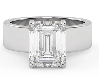 4Ct Emerald Diamond Cigar Band Engagement Ring 14k Gold or Platinum Lab Grown - Image 1 of 4