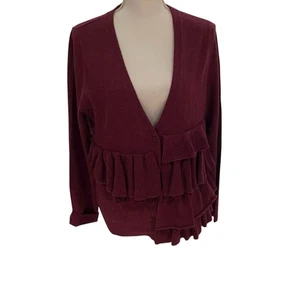 Garnet Hill 100% Wolle Rüschen Strickjacke Pullover Rosine Damen Gr. L Preppy - Bild 1 von 9