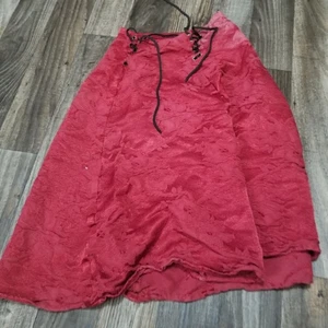 Renaissance Medieval costume Red dress Skirt Lace Up Rose's Flowers Small Medium - Picture 1 of 13