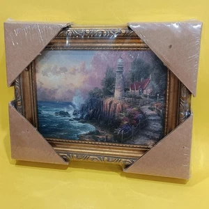 5x7 Thomas Kinkade The Light Of Peace Seaside Memories III Lighthouse,COA,Framed - Picture 1 of 4