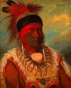 Arte indio nativo americano Catlin edición numerada a mano White Cloud 22x30 - Imagen 1 de 1