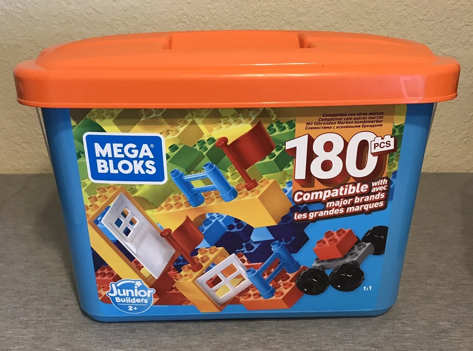 Mega Bloks  Bulk Tub Junior Builders - Large 180 Pcs New NIB GJD22 - Image 1 of 2