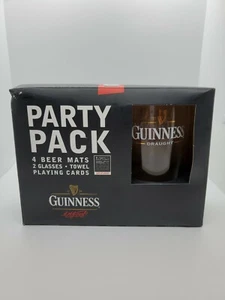 NEW Guinness Party Pack 2 Pint Glasses, Playing Cards, 4 Coasters & Bar Towel - Picture 1 of 5