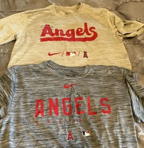 LOS ANGELES Anaheim ANGELS Baseball NIKE Dri Fit LARGE Athletic MLB Shirt Pair - Picture 1 of 2