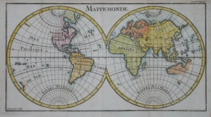 THE WORLD - MAPPE-MONDE BY BOURGOIN, CIRCA 1750. - Picture 1 of 1