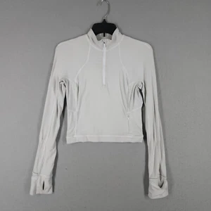 Lululemon Its Rulu Run Cropped Top Womens 6 Gray 1/2 Zip Long Sleeve Athletic - Picture 1 of 14