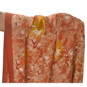 Sanskriti Vintage Sarees Moss Crepe Printed Sari Decor Multicolor Craft Fabric - Picture 1 of 9