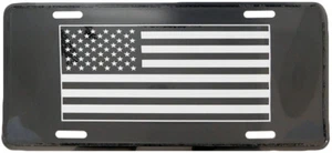 USA Flag Black Embossed 6"x12" Aluminum License Plate - Picture 1 of 1