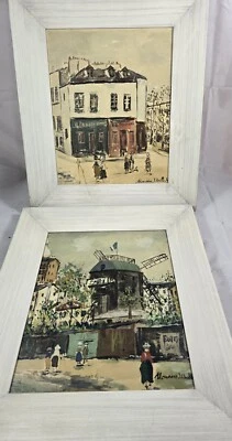 Vintage Maurice Utrillo Eglise De Strins (Seine) Lithograph Art Print Signed TWO - Image 1 of 4