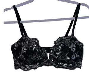 Victoria's Secret sexy Plunge BH Größe 34C schwarz & silber Spitze - Bild 1 von 12