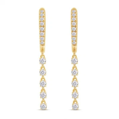 2/3 Ct Round Cut Diamond Hoop Drop Dangle Earrings 10K Solid Gold Lab Grown - Image 1 of 3
