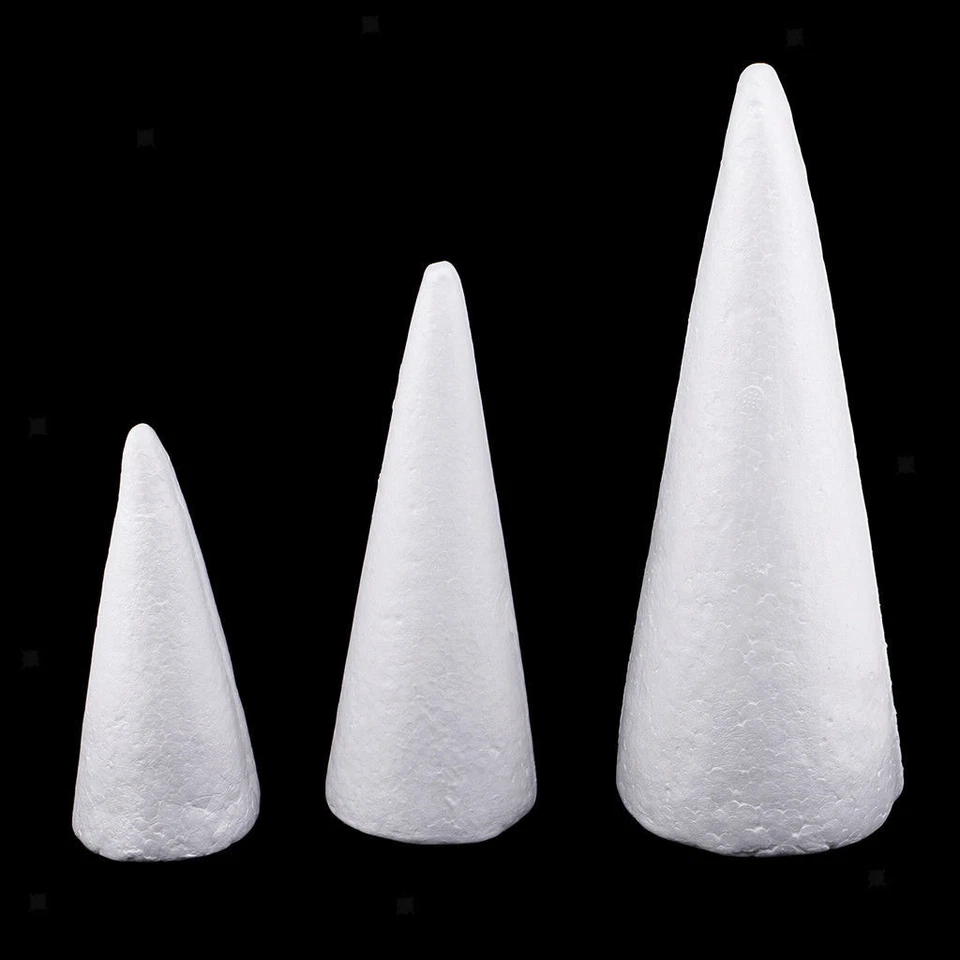3x 15/20/25cm Cone Shape  Foam for Handmade Modelling  Craft DIY - Image 1 of 2