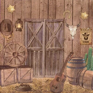 Serviettes en papier grange saloon Amérique. Paper napkins barn saloon America - Picture 1 of 1