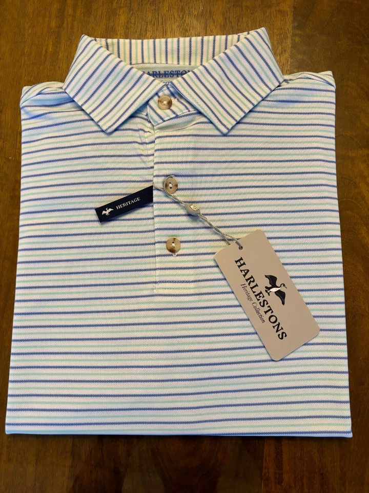POLO MASCULINO HARLESTONS THE Heritage listra onda oceânica nova com etiquetas - médio - Imagem 1 de 1