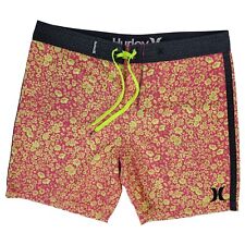 Hurley Board Shorts Men 36 Pink Bright Yellow Summer Sun Floral Surf Beach Swim