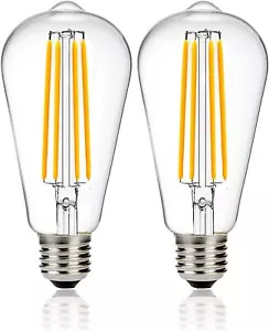 12V Edison Bulb 60 watt Equivalent E26 Medium Base LED 6w 2700k-2 Pack - Picture 1 of 7
