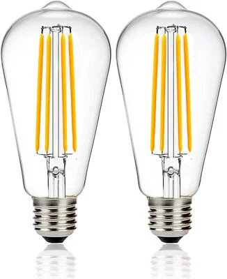 12V Edison Bulb 60 watt Equivalent E26 Medium Base LED 6w 2700k-2 Pack  - Image 1 of 4
