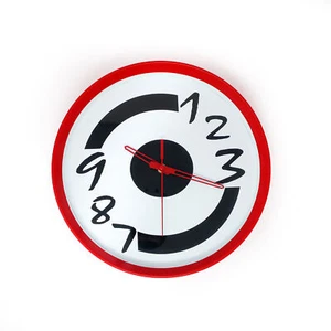 Postmoderne rote Wanduhr 80er Jahre - Bild 1 von 7