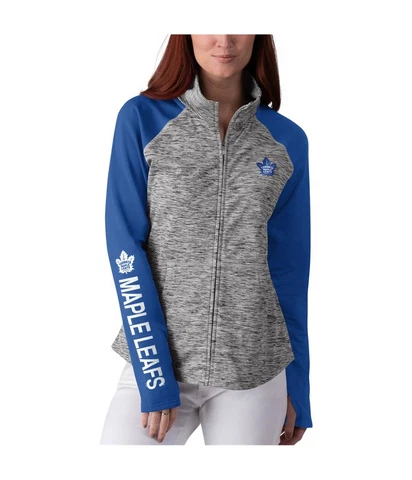 G-III Sports Womens Toronto Maple Leafs Track Jacket Sweatshirt, Grey, Small Cover