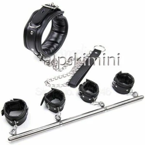 Stainless Steel Adjustable Spreader Bar binding Set Slaves Handcuffs Restraints - Picture 1 of 25