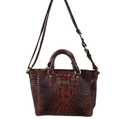 Brahmin Mini Asher Satchel Pecan Melbourne Leather Croc Embossed Shoulder Bag - Image 1 of 4