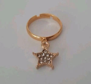 Gold Coloured Adjustable Ring With Dangle UK SELLER! - Picture 1 of 2