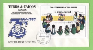 Turks & Caicos 1985 75th Anniversary of Girl Guides mini sheet First Day Cover - Picture 1 of 1