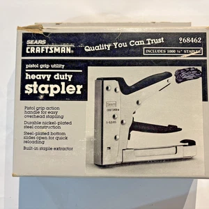 Craftsman Sears Heavy Stapler hand Made USA 968462 Steel Plated In Original Box - Picture 1 of 16