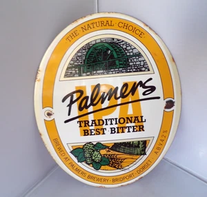 VINTAGE PALMERS 1980'S BEER IPA BEST BITTER ENAMEL SIGN MAN CAVE BAR COLLECTABLE - Picture 1 of 11