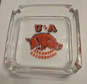 Vintage Rare University Of Arkansas Razorbacks Ashtray Old Glass U Of A - Picture 1 of 1