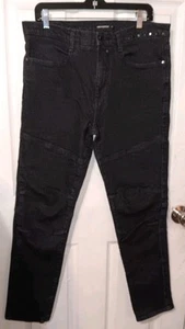 Karl Lagerfeld Paris Moto Jeans Mens 34 Black Denim Studded Never Worn - Picture 1 of 10