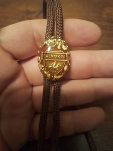 Corbata bolo de vaquero vintage de la fiebre del oro de California con cordón marrón corbata bolo dorada de los locos - Imagen 1 de 7