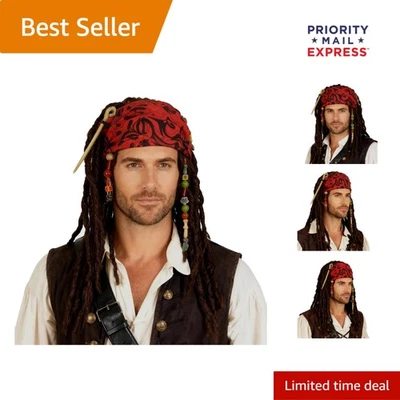 GVLAQST Pirata Rasta Peluca Jack Sparrow Disfraz Accesorios Bandana M... Foto 1 de 4