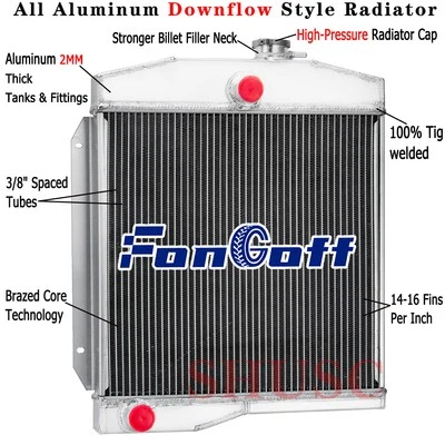 4 Row Aluminum Radiator For 1955 Jeep Willys 1959-1971 1967 Jeep CJ3 CJ5 CJ6 MT - Imagem 1 de 4