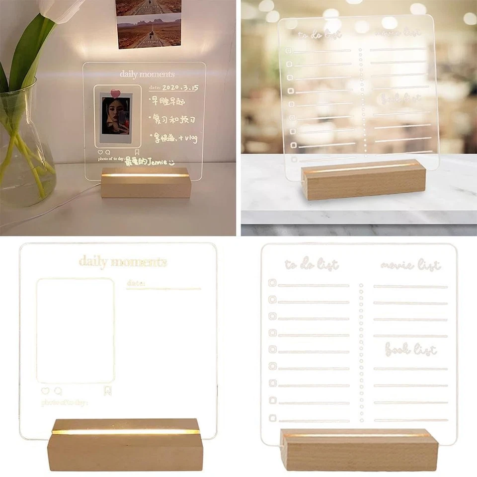 Acrylic Message Board Note Board Warm Light Clear Writing Board - Image 1 of 1