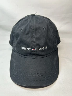 Tommy Hilfiger Sombrero Negro Ajustable Cuero Correa Bordado Logo Papá Gorra Foto 1 de 4