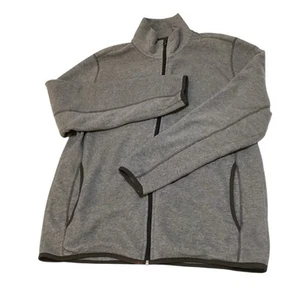 St Johns Bay Mens Fleece Jacket Full Zip Zipper Front Pockets Gray Size M GUC - Picture 1 of 11