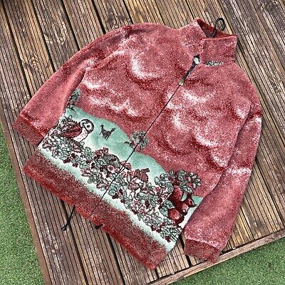VINTAGE 1990s RAVANELLO Countrywear Gufo Rosso Stampa In Pile XL • 34.65€