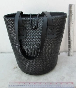 NEU Papyrus Handtasche mit Lederriemen groß & leicht schwarz - Bild 1 von 5