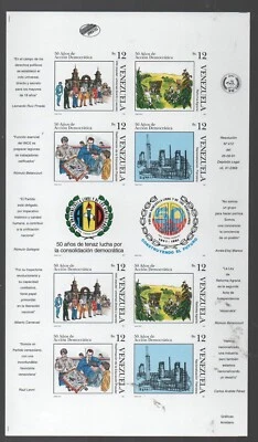 Venezuela: 1991; Scott 1449, sheet imperf. /2 blocks of 4+2 labels, MNH EBV1449 - Image 1 of 2
