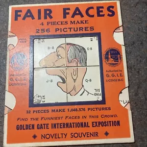 Fair faces four piece Puzzle Combo Golden Gate Intl. exposition Souvenir 1939 - Picture 1 of 2