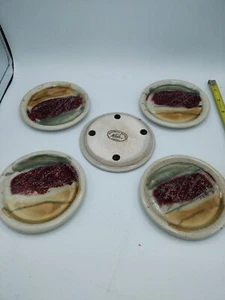 6 Queenston Pottery Coasters Made In Canada Artistic - Picture 1 of 7