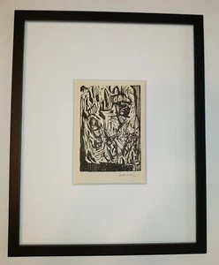 WERNER KLEMKE Original SIGNED Woodcut VINTAGE GERMAN MODERNISM Chaos FRAMED - Picture 1 of 3