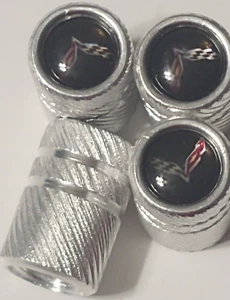 For Corvette Valve Stem Caps Auto Tire Air Dust Covers Car Wheels Silver 4 Pc. - Picture 1 of 3