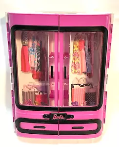 Barbie Armadio Armadio Manico Superiore Custodia Trasporto 2015 Mattel Plastica Dura Rosa - Foto 1 di 10